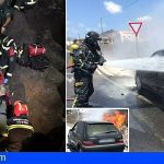 Rescatado en Guía de Isora tras caer en un desnivel y en San Miguel extinguen un incendio en un vehículo
