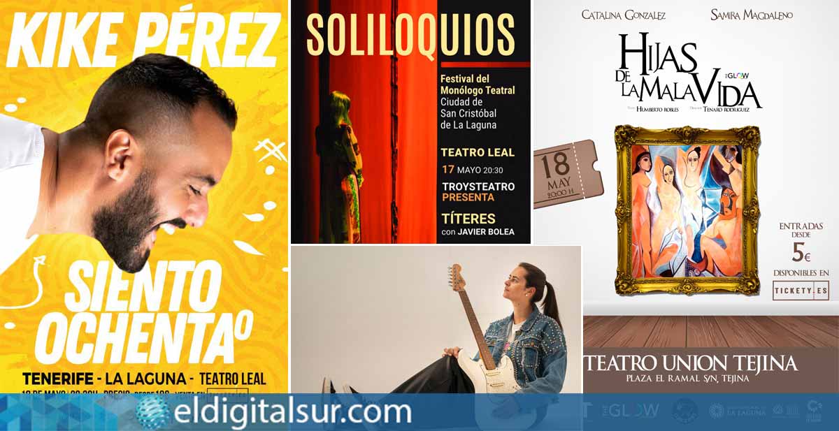 Calendario de eventos culturales y espectáculos en La Laguna hasta el 19 de mayo, con música, teatro, comedia y exposiciones para disfrutar.
