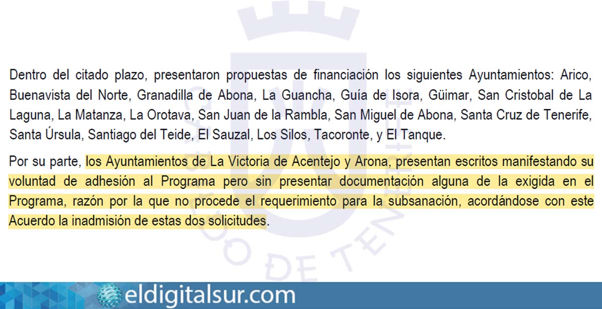 Arona queda excluida del programa de vivienda del Cabildo de Tenerife