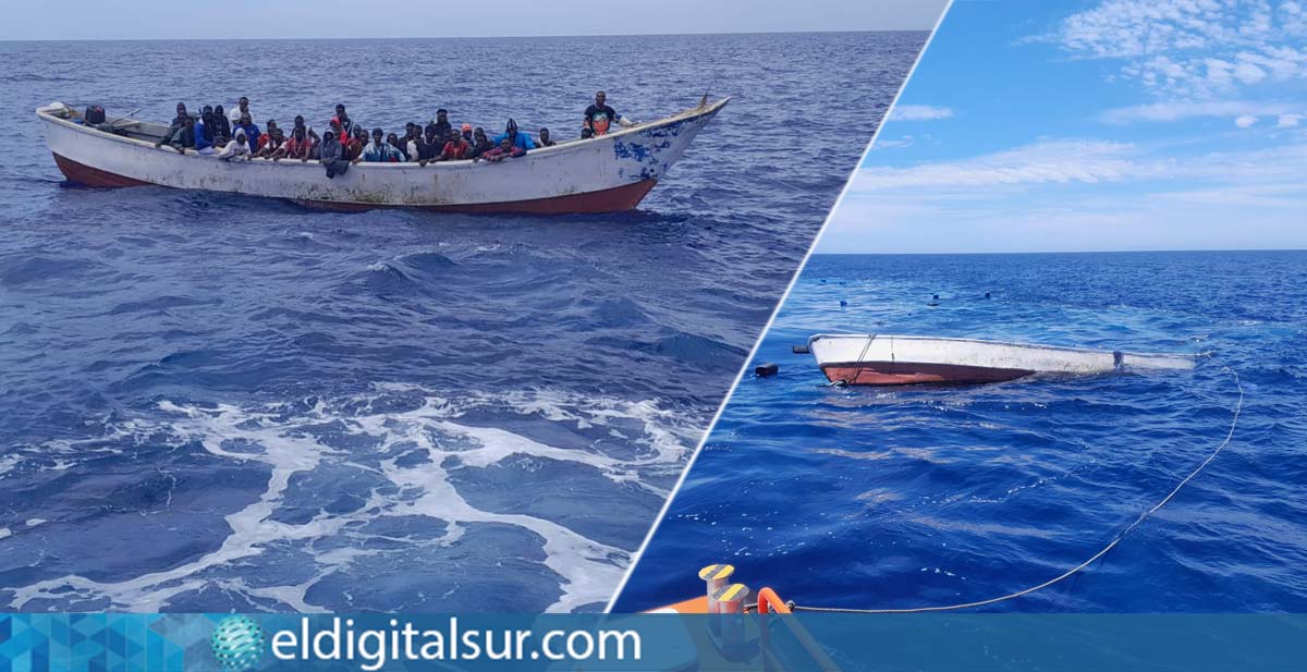 Un cayuco con 52 migrantes fue detectado y rescatado antes de hundirse
