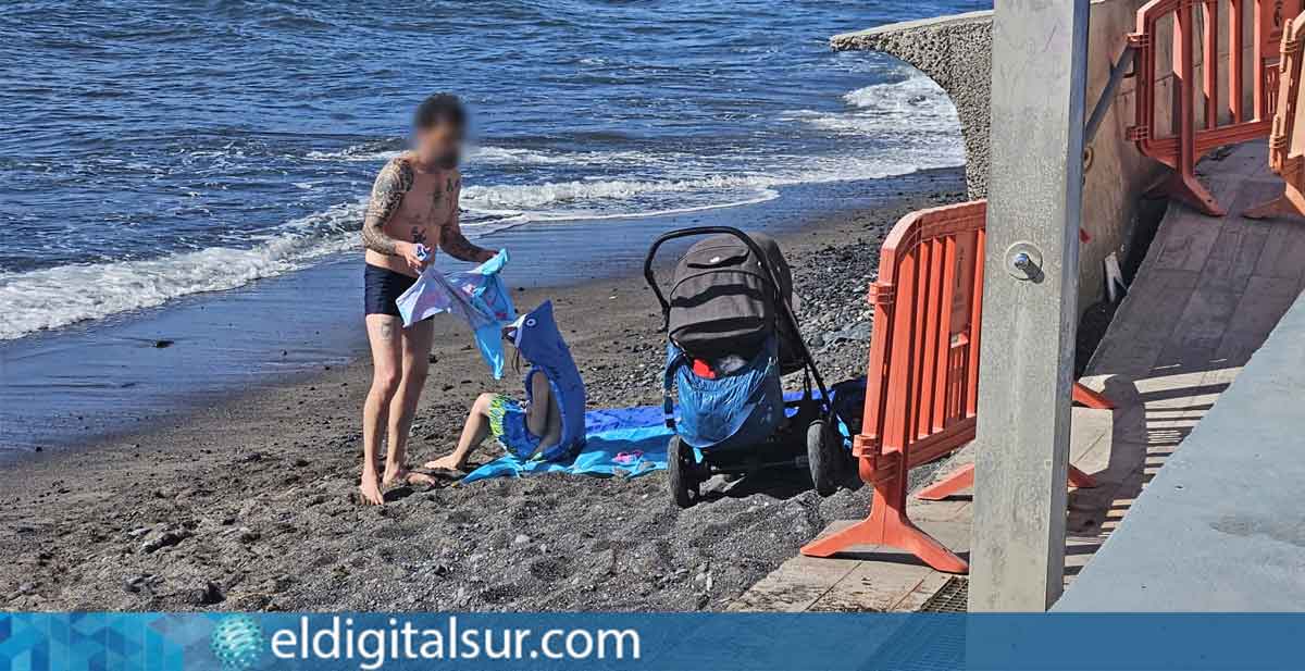 Grave peligro que corren los bañistas al exponerse con niños y bebés en la zona de derrumbe / EDS