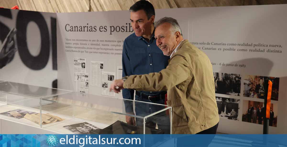 Pedro Sánchez y Ángel Víctor Torres en un emotivo encuentro durante el 15º Congreso Regional del PSOE Canarias