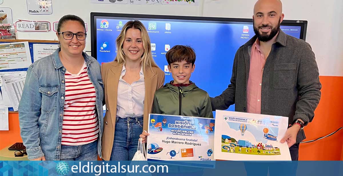 Hugo Marrero, alumno del CEIP Nuestra Señora de la Luz de Arico, finalista del Concurso de Dibujo Infantil de Aqualia.