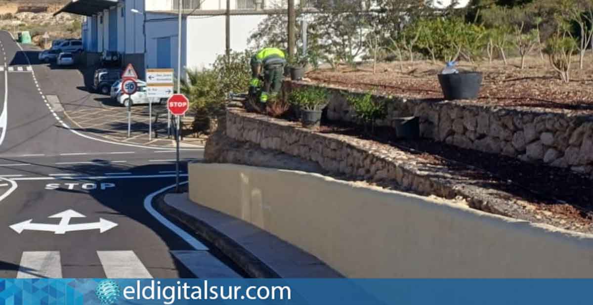 Trabajos en los jardines de la calle Ángel Arocha