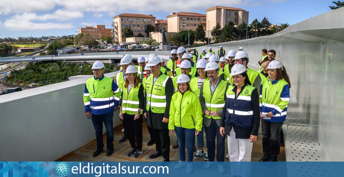 Autoridades insulares y municipales visitan la estructura del anillo peatonal de Padre Anchieta