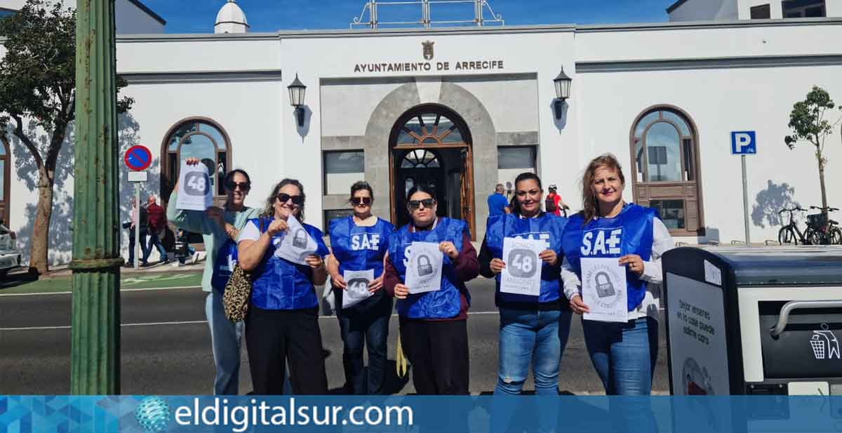 SAE se suman a la protesta de la MERP en el Ayuntamiento de Arrecife, Lanzarote