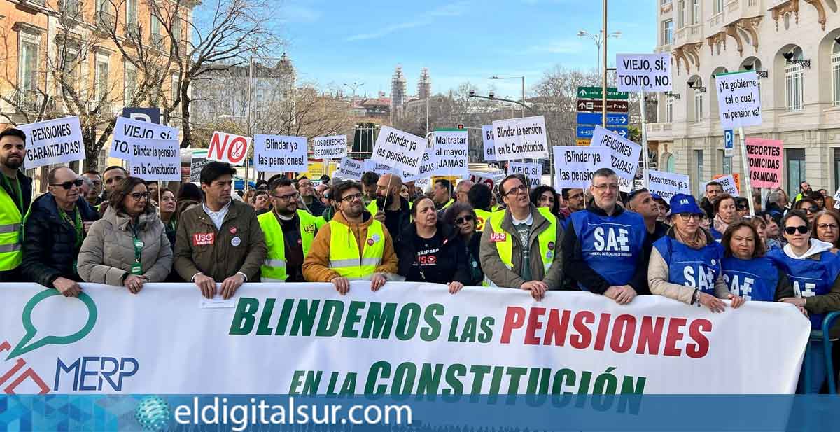 SAE se ha concentrado junto a la MERP por el blindaje de las pensiones en la Constitución