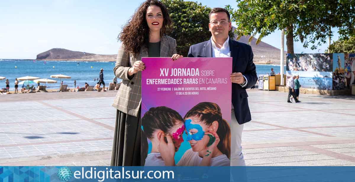 La alcaldesa, Jennifer Miranda, y el concejal de Salud, Adán García, presentan la XV Jornada de Enfermedades Raras en Canarias