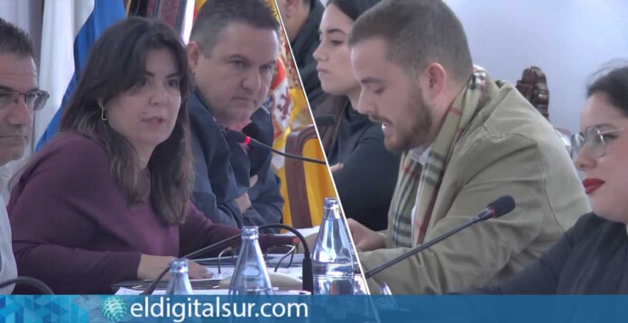 Los concejales del PSOE y VOX durante el pleno del Ayuntamiento de Arona