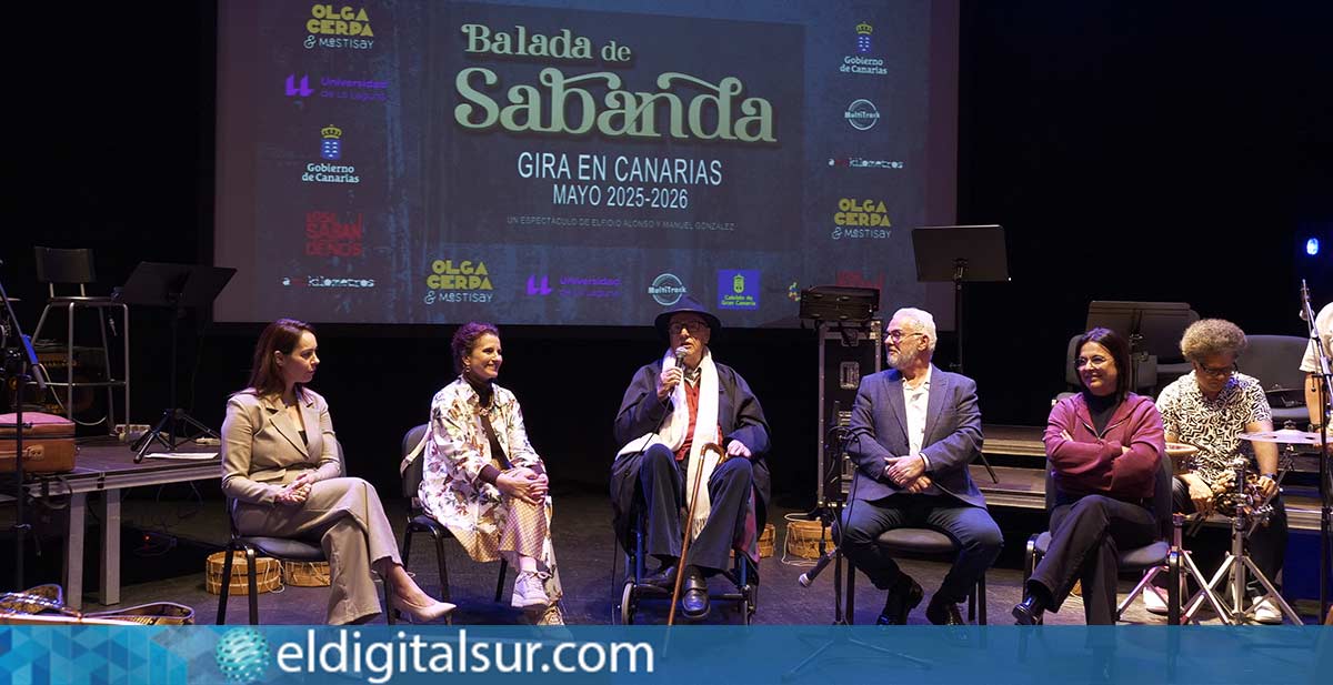 Los Sabandeños, Olga Cerpa y Mestisay durante la presentación de la gira ‘Balada Sabanda’ en el Paraninfo de la Universidad de La Laguna