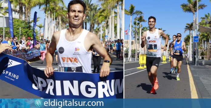 Mario Mola cruza la meta en primer lugar durante la carrera de 5 kilómetros de la Spring Run 2025