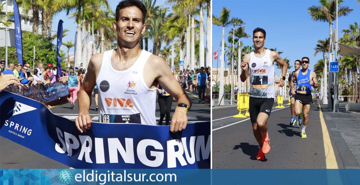 Mario Mola cruza la meta en primer lugar durante la carrera de 5 kilómetros de la Spring Run 2025