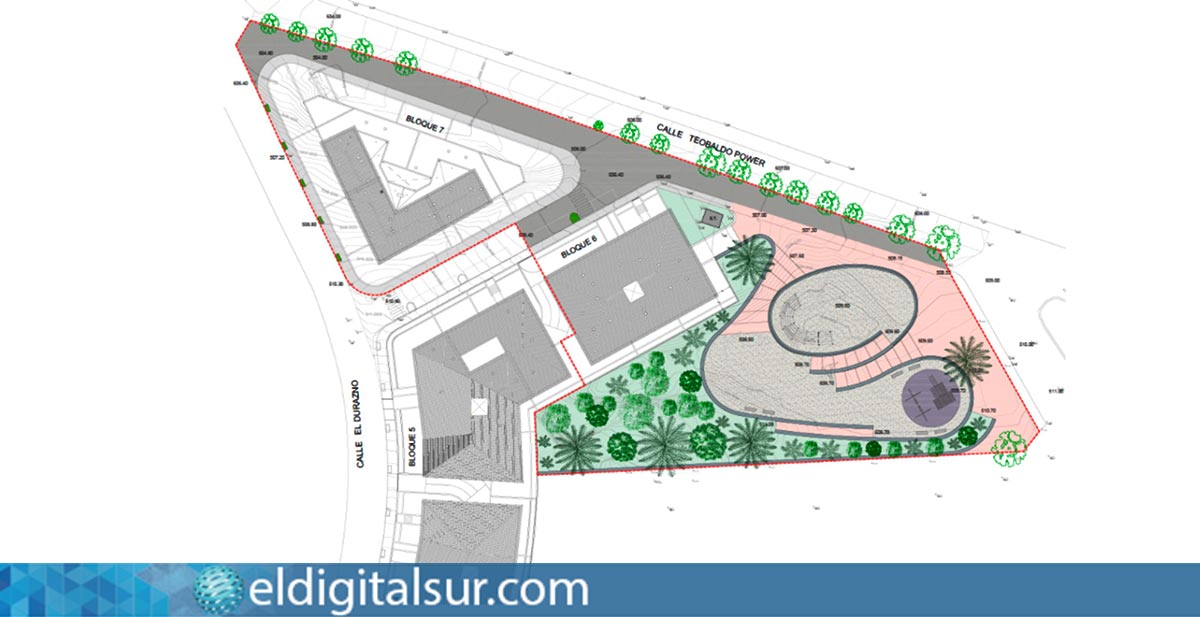 Plano del proyecto de urbanización de Hoya Machado IV con mejoras en accesibilidad, zonas verdes y nueva plaza