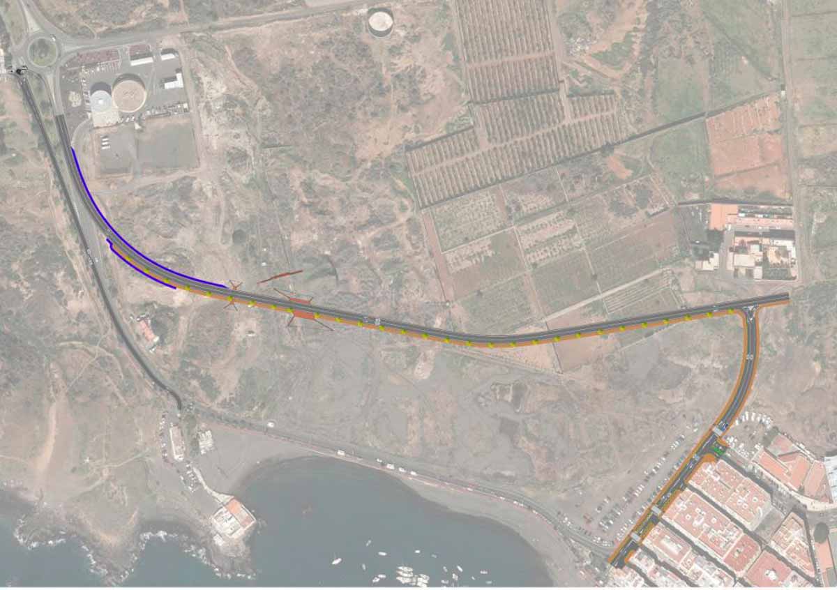 reubicación de la carretera costera TF-66 en Las Galletas - Arona