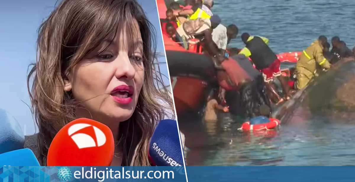 Sira Rego, ministra de Juventud e Infancia, durante su visita a El Hierro tras el naufragio en La Restinga