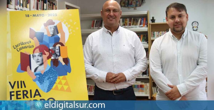 El alcalde José Domingo Regalado y el concejal de Cultura Carlos Abismael Díaz Barreto presentan la programación de la VIII Feria del Libro de Granadilla, que se celebrará el 18 de mayo en El Médano