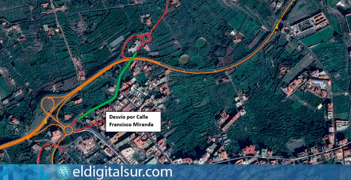 Desvíos por obras nocturnas de mejora en la TF-414, acceso a San Marcos, en Icod de los Vinos