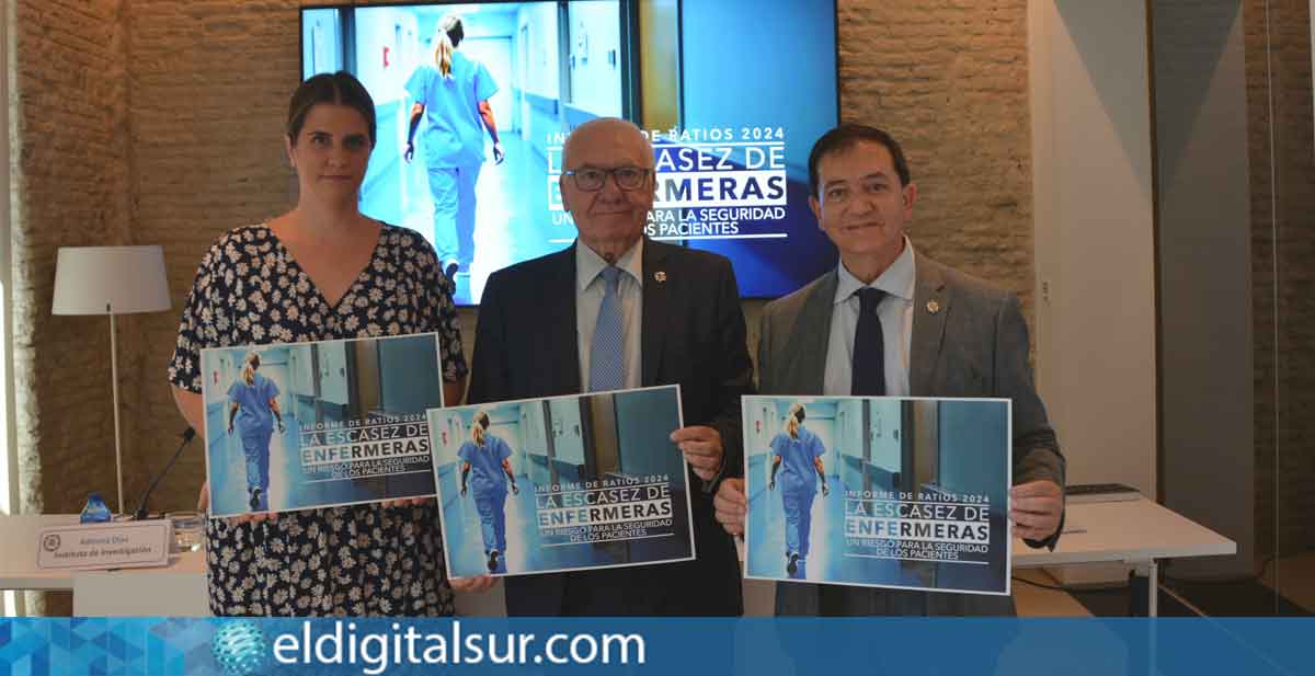 Florentino Pérez Raya y miembros del Consejo General de Enfermería durante la presentación del Informe en Madrid