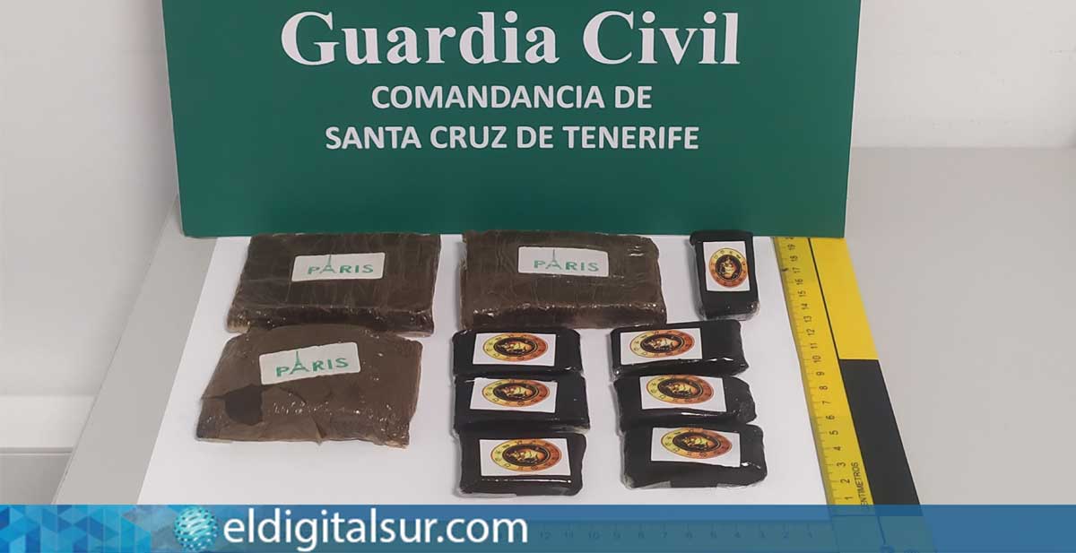 Medio kilo de hachís incautado por la Guardia Civil en el muelle de San Sebastián de La Gomera durante un control rutinario