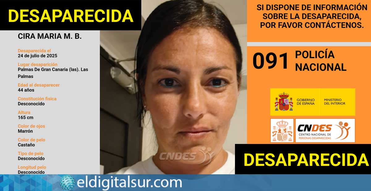 Cartel difundido para localizar a Cira María M. B., desaparecida desde el 24 de julio
