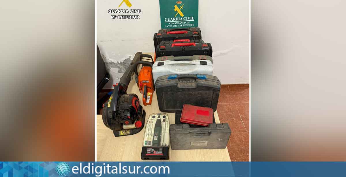 Herramientas recuperadas por la Guardia Civil