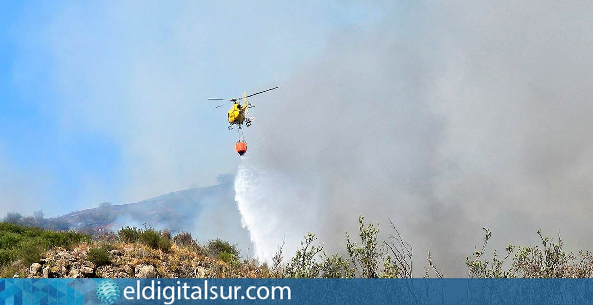 Efectivos del operativo de extinción del Cabildo trabajan para controlar el incendio en El Tanque y Santiago del Teide