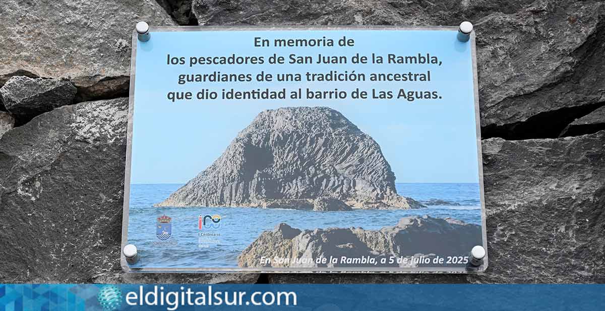 Placa conmemorativa para los pescadores de San Juan de la Rambla
