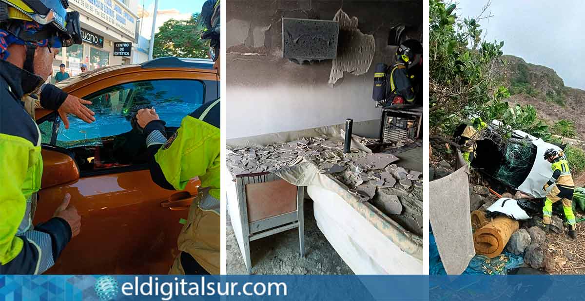 Bomberos de Tenerife durante las intervenciones