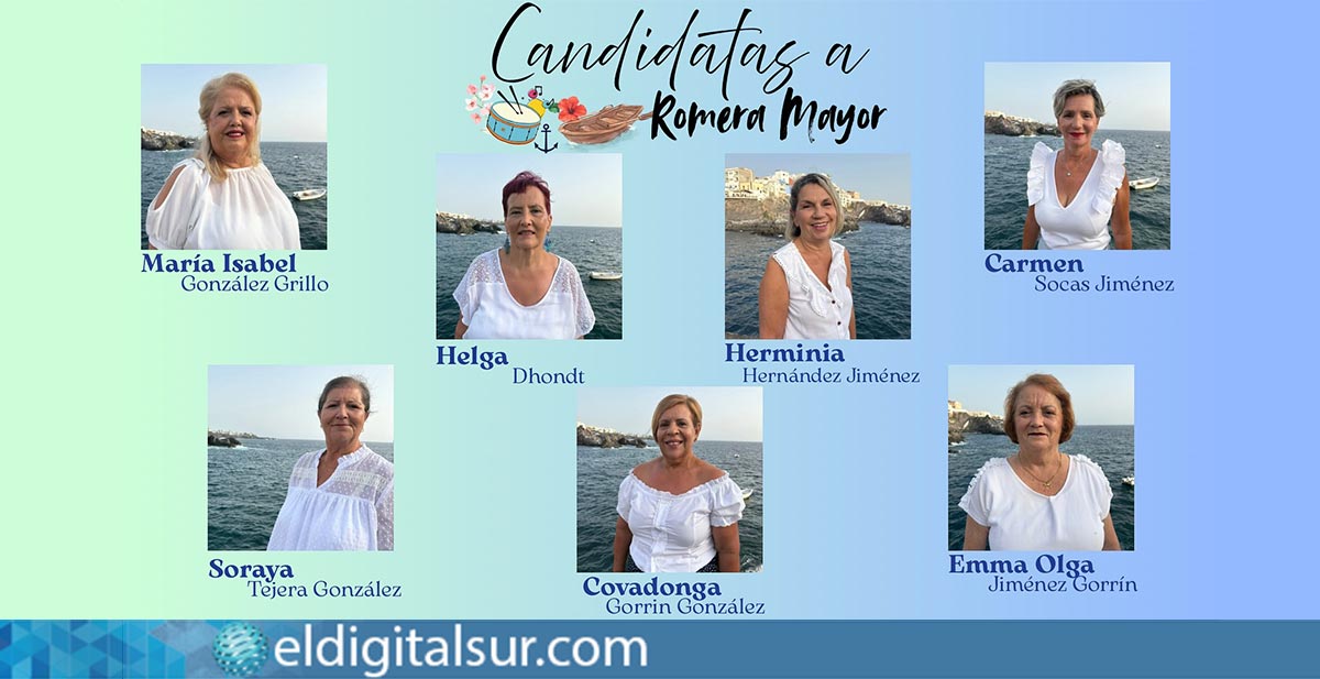 Las 7 aspirantes al título de Romera Mayor en la Fiesta Chica 2025 de Puerto de Santiago