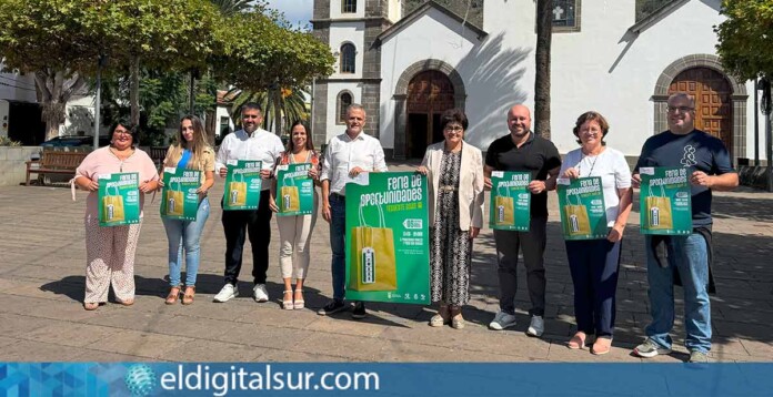 El alcalde Norberto Padilla y la concejala Maura Martel presentan la Feria de Oportunidades de Tegueste, que reúne comercios locales y actividades familiares