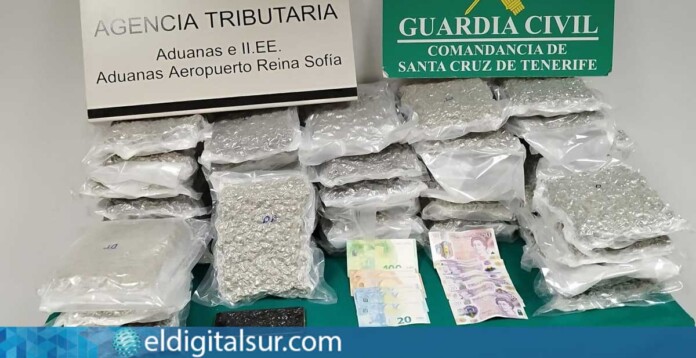 Paquetes de marihuana intervenidos en el aeropuerto Tenerife Sur