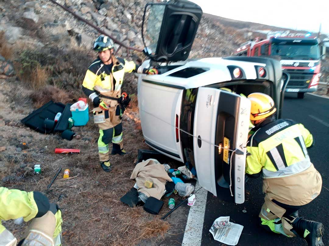 Accidente de tráfico atendido por Bomberos de Güímar en la TF-616