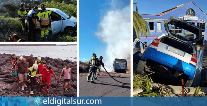 Bomberos de Tenerife durante distintas intervenciones