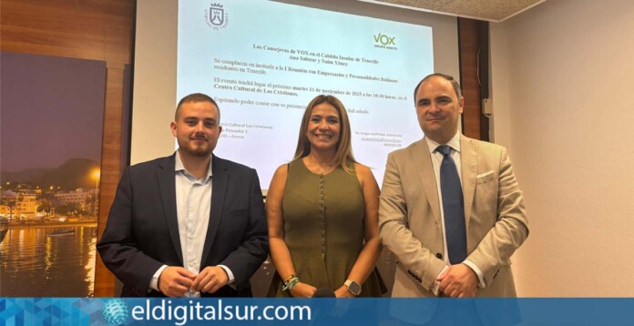Giuseppe-Stabile-junto-a-los-consejeros-de-VOX-en-el-Cabildo-de-Tenerife-121125 Giuseppe Stabile junto a los consejeros de VOX en el Cabildo de Tenerife en la reunión con empresarios italianos