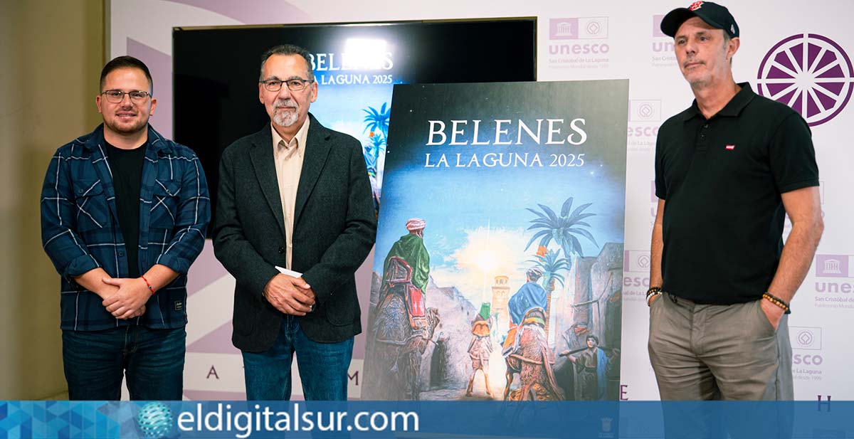 Presentación-Ruta-de-Belenes-La-Laguna-191125 Presentación del cartel de la ruta de belenes de La Laguna, con Adrián del Castillo, Alfonso Castilla y Juan Cairós