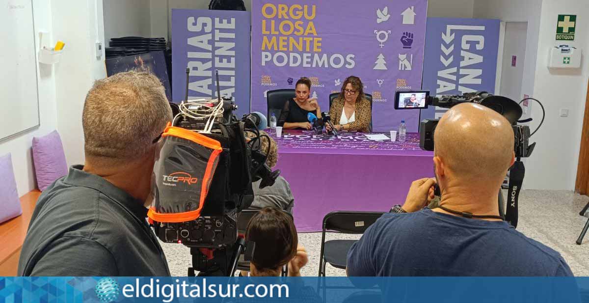 podemos-canarias-101125 Noemí Santana, portavoz de Podemos Canarias, durante la rueda de prensa en la que presentó las medidas para frenar los desahucios y garantizar el derecho a la vivienda en las islas