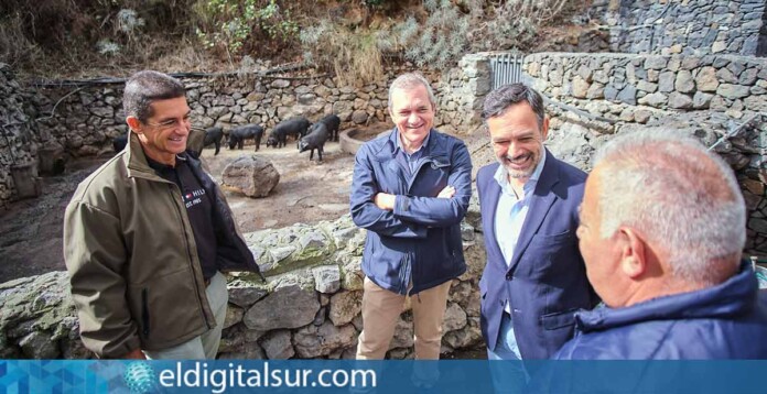 Lope Afonso y Valentín González visitan explotación ganadera Cochino Negro