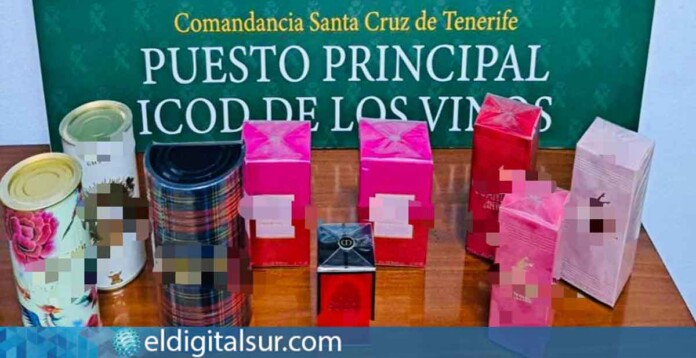 Perfumes de alta gama recuperados por un guardia civil fuera de servicio tras un intento de hurto en un centro comercial de Icod de los Vinos