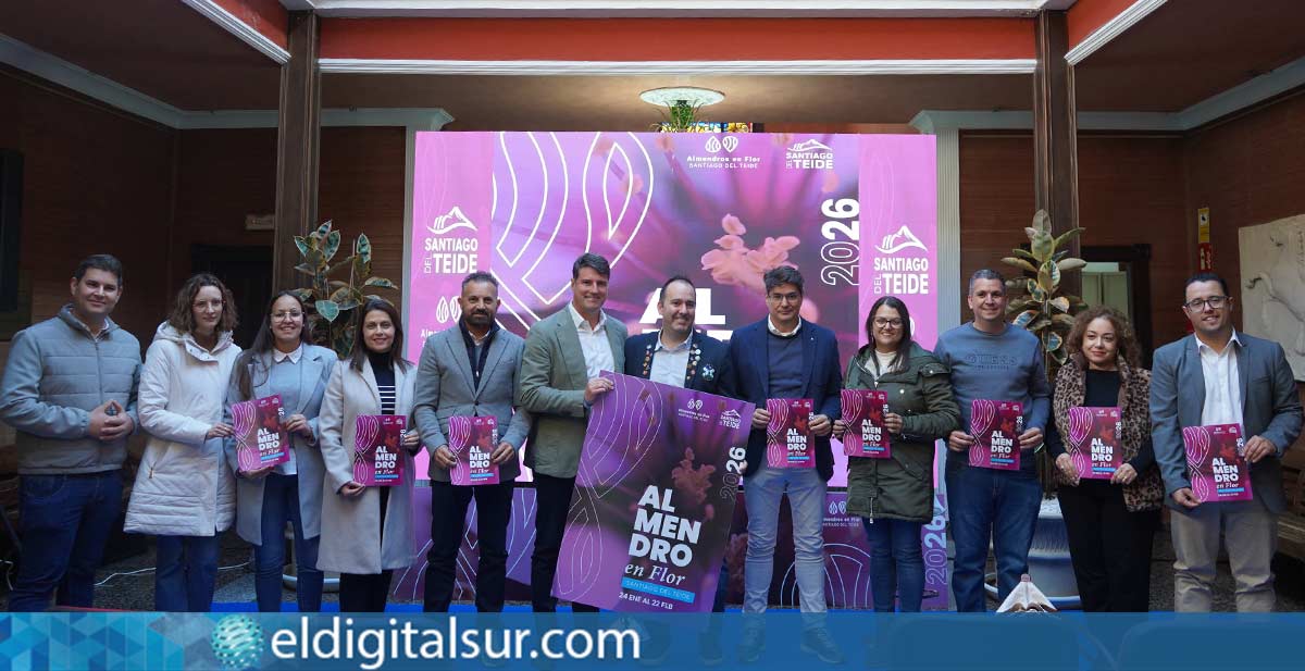 Presentación-Campaña-del-Almendro-en-Flor-Stgo.-del-Teide-190126 El alcalde Emilio Navarro presenta la 21ª Campaña del Almendro en Flor junto a los concejales David Quintero y Germán Jiménez