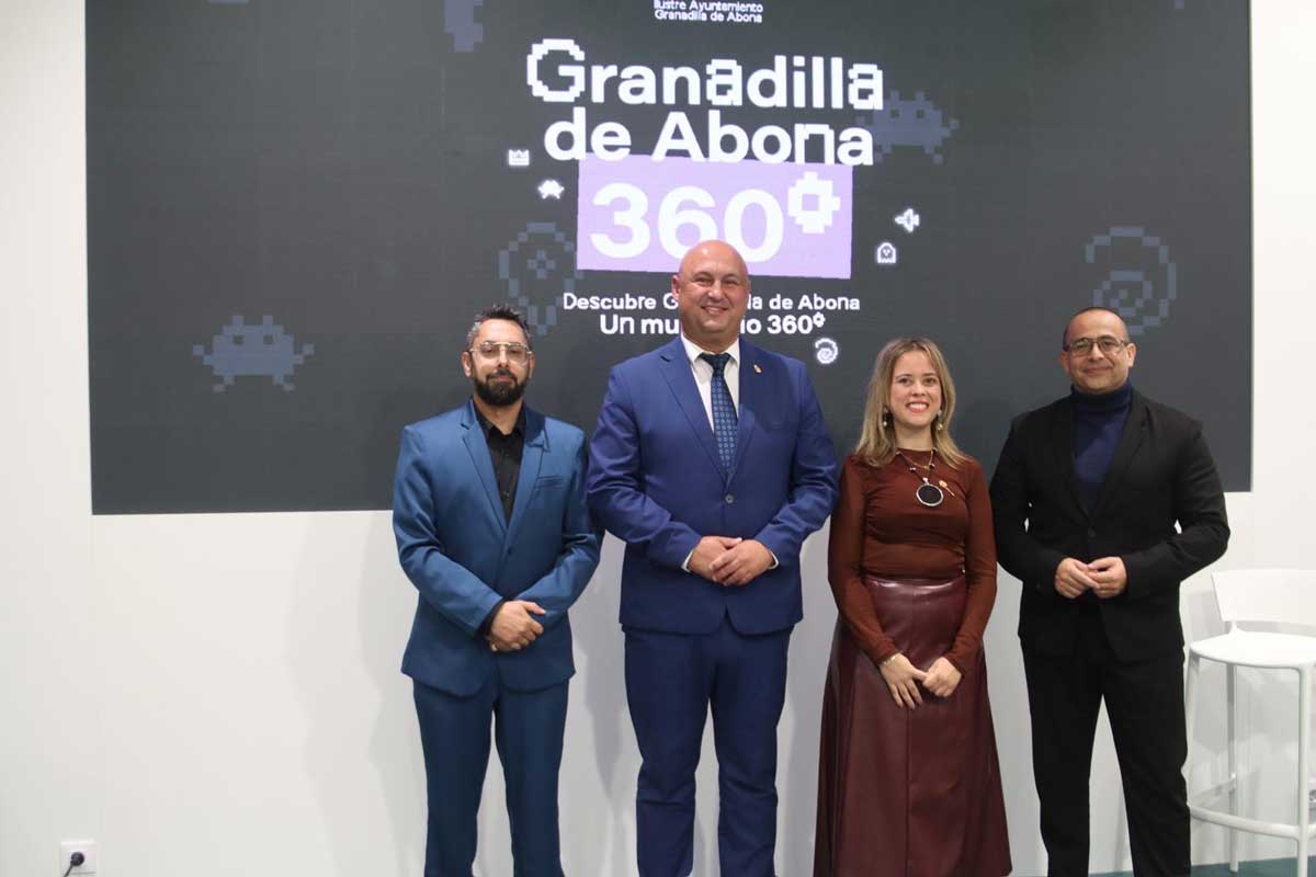 El alcalde José Domingo Regalado, la concejala de Turismo Eudita Mendoza, el primer teniente alcalde Marcos Antonio Rodríguez y el segundo teniente alcalde José Sanabria durante la presentación de la campaña de promoción turística de Granadilla de Abona.