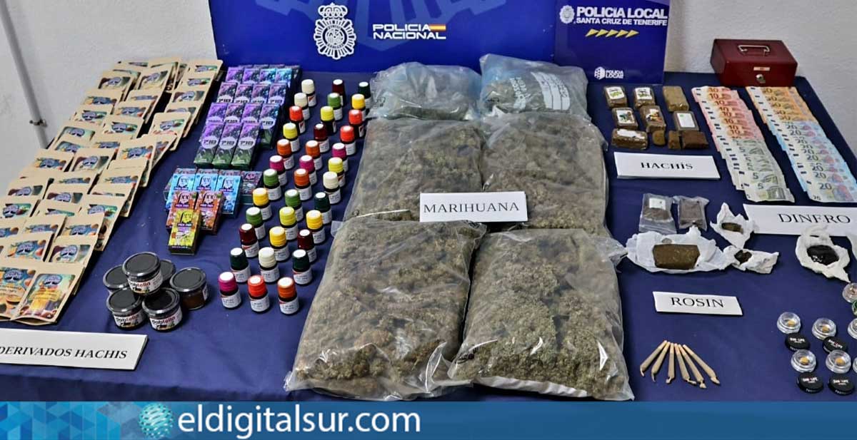 drogas-180226 Droga incautada por la Policía Nacional en el interior del local utilizado como falso club de fumadores en el centro de Santa Cruz de Tenerife