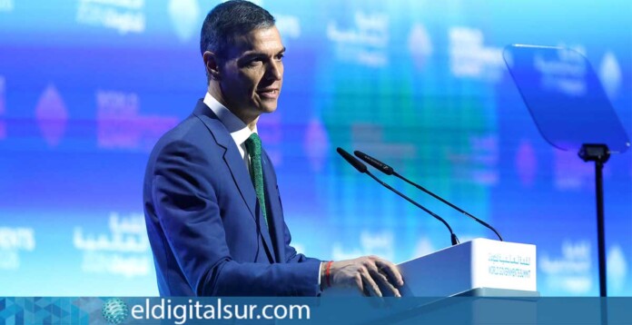 El presidente del Gobierno, Pedro Sánchez, durante su intervención en el World Governments Summit. | Pool Moncloa/Fernando Calvo
