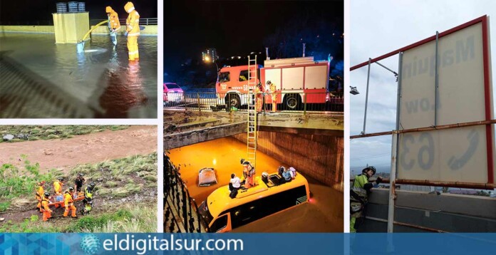 Efectivos de Bomberos de Tenerife realizan rescates y achican agua en viviendas afectadas por las intensas lluvias