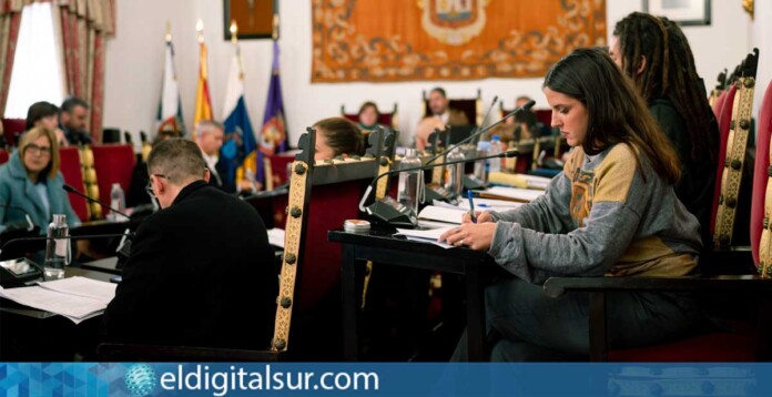 Carmen Peña, durante su intervención en el pleno del Ayuntamiento de La Laguna