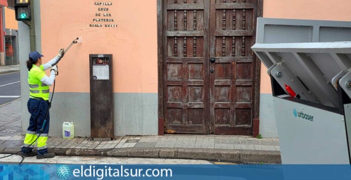 Limpieza-Grafitis-La-Laguna-200326 Actuación municipal contra grafitis vandálicos en La Laguna