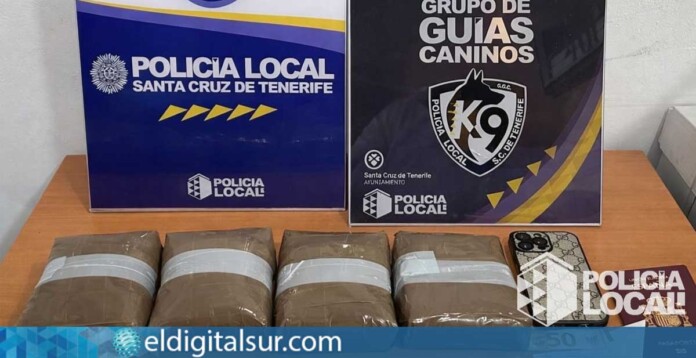 Los 2,2 kilos de hachís incautados a un hombre de 41 años por la Unidad Canina
