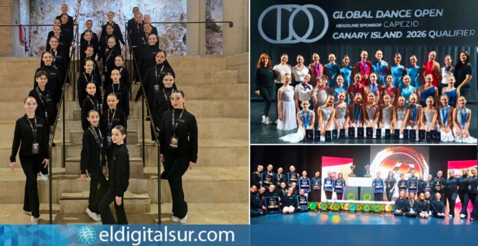 Alumnado de Ritmania Fame Academy durante su participación en competiciones de danza en Canarias y Tarragona, donde obtuvo cerca de un centenar de medallas