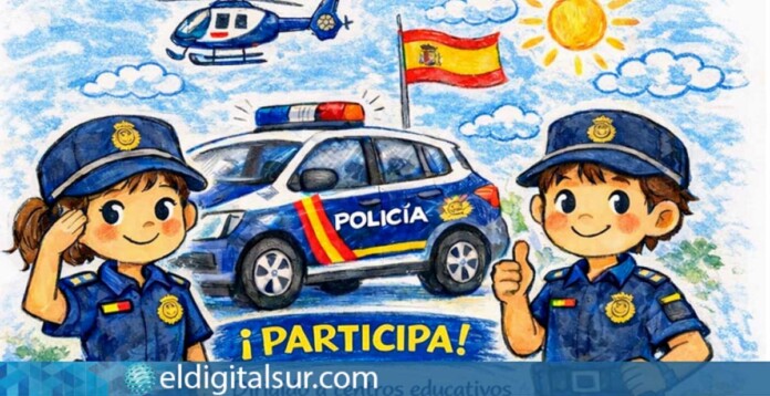 Cartel del concurso escolar de dibujo “Compromiso Azul” convocado por la Policía Nacional en Santa Cruz de Tenerife.