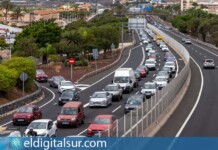Colas de tráfico en la autopista TF-1