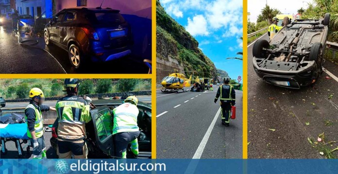 Efectivos de Bomberos de Tenerife durante diversas intervenciones